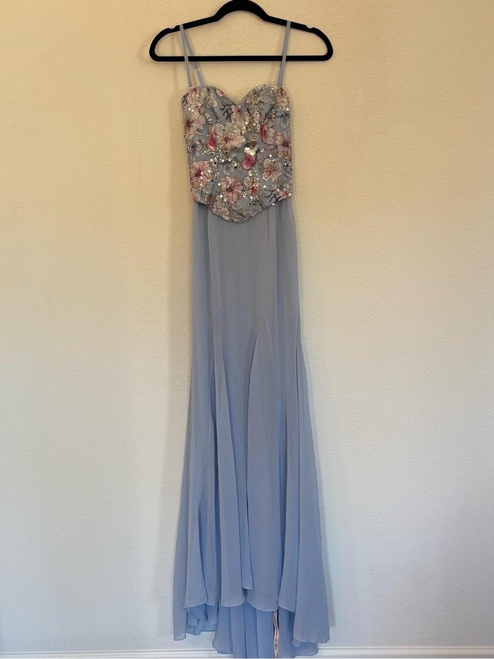 Oh Polly Lysana Embellished Corset Fishtail Gown Floral Blue NWT - Picture 3 of 12